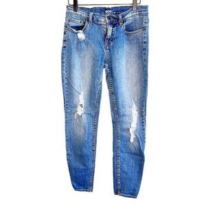 BDG Women's Distressed Mid-Rise Twig Ankle Jeans Blue Denim Light Wash Sz 29W29L